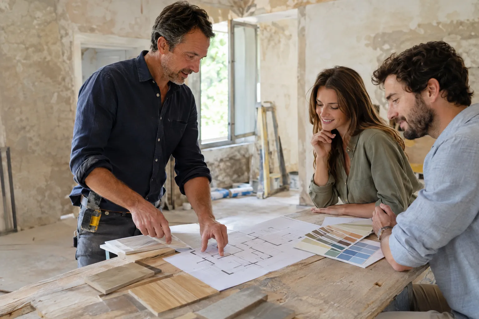 L’étude du projet : plans, échantillons et explications données au couple